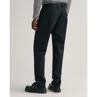Chinohose GANT "REGULAR TWILL CHINOS", Herren, Gr. 32, Länge 30, schwarz, Twill, Obermaterial: 98% Baumwolle, 2% Elasthan, regular fit knöchellang, Hosen Chinohose, Regumit gefütterten Seitentaschen
