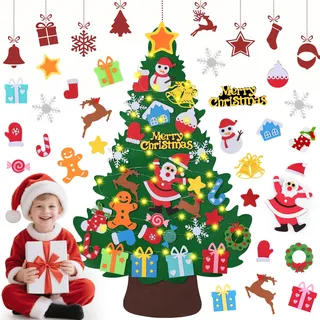 DazSpirit Filz Weihnachtsbaum,3.28Ft DIY Deko Für Kinder, Tannenbaum Zum Schmücken Mit 32 Abnehmbaren Ornamenten, Für Home/Tür/Wand Hängend Dekor