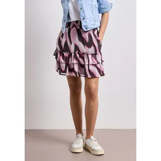 Minirock STREET ONE, Damen, Gr. 36, pink (clouded blush), Web, Obermaterial: 100% Polyester. Futter: 100% Modal, bedruckt, normal ca. Mitte Oberschenkel, Röcke Minirock, Sommerrock aus Chiffon mit Animal-Print