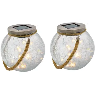 Lumisky Solarkugel 2er Set H13cm gold/transparente
