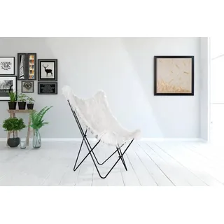 Kayoom Stuhl »Schmetterling-Stuhl Lynn 110, weicher Bezug aus Kunstfell« () 1 Stk.weicher Bezug aus Kunstfell, teilweise handgefertigt, weiß