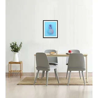 Bild QUEENCE "Christian", blau (farbe rahmen: schwarz, farbe bild(er): blau), B:50cm H:70cm, Acrylglas, Holz, Papier, Bilder, Bild, HD Premium Poster-Druck inkl. Holzrahmen