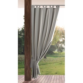 Eurofirany Garden Outdoorvorhäng mit Schlaufenschal- 1 STK. Abnehmbaren Schlaufen, Sonnenschutz Sichtschutz Winddicht Wasserdicht Vorhäng für Pavillon Terrasse Pergola, 155x220 cm, Hellgrau