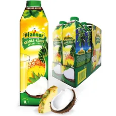 Pfanner Ananas Kokos Getränk (8 x 1 l) – Ananassaft und Kokoswasser – Fruchtgetränk im Vorratspack – Getränk mit mind. 25 % Fruchtgehalt