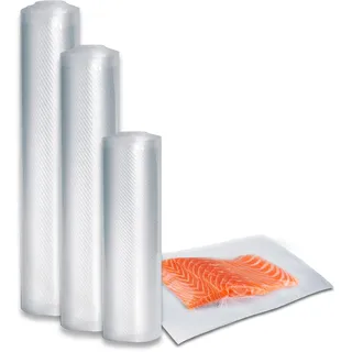 CASO Design CASO Profi- Vakuumfolien Set 3 / Folienbeutel: 50x 16x23cm, Folienrolle: 2x 20x600cm, 1x 28x600cm, 2x 30x600cm 150μm, für Vakuumierer, BPA-frei, sehr stark, reißfest, kochfest