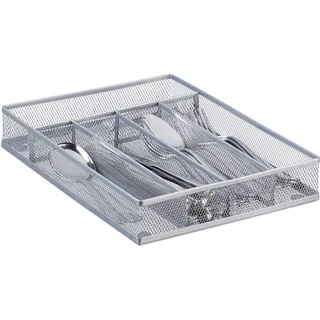 Relaxdays Besteckkasten Metallgeflecht Größe M HBT: ca. 5 x 23,5 x 31,7 cm Silber