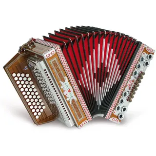 Strasser 4/III De Luxe Harmonika 4-reihig, 3-chörig G-C-F-B, mit X-Bass, Mahagoni/Schwarz