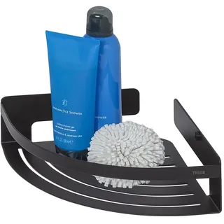 Tiger Duschkorb Caddy Eckversion groß, Duschablage aus Edelstahl, Schwarz pulverbeschichtet