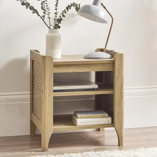Julian Bowen Sydney Lampentisch mit abnehmbarem Regal | Boho Beistelltisch Faux Rattan Effekt Aufkleber Seite Abnehmbare Ablage für Wohnzimmer Schlafzimmer