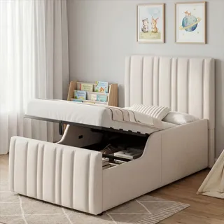 Okwish Kinderbett 90 x 200 cm Leinen beige