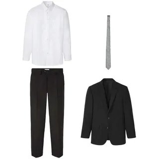 Anzug BONPRIX, Herren, Gr. 56, N-Gr, schwarz, Web, Obermaterial: 100% Polyester. Obermaterial 2: 100% Baumwolle. Futter: 100% Polyester, gepflegt, unifarben, festlich, bequem, Anzüge Anzug, festlicher Stil, bequeme Passform, aus Polyester und Baumwolle, Topseller