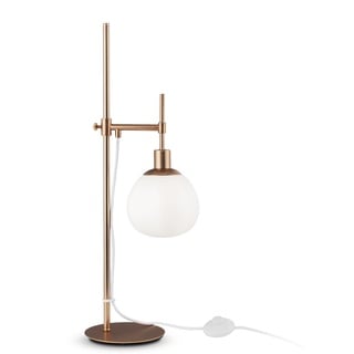 MAYTONI DECORATIVE LIGHTING Moderne Tischlampe Erich Schreibtischlampe, Glaskugel, Mattglas weiß, Bronze, höhenverstellbar, mit Schalter für Wohnzimmer und Büro exkl. 1 XE14 40W