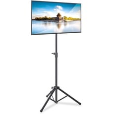 pyle TV Ständer, Portable TV Tripod Stand, Fernsehständer für LCD-LED-Flachbildfernseher bis zu 32 Zoll, Belastbarkeit bis 10 kg, Vesa 75x75, 100x100, Höhenverstellbar: 82-152 cm, 0-360° Neigung