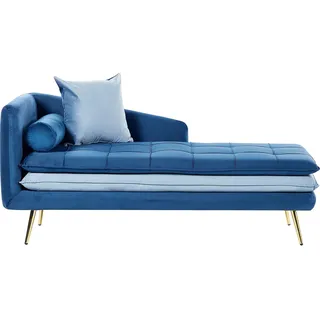 BELIANI Chaiselongue Linksseitig Marine- und Hellblau Samtstoff Metallfüße Goldene Beine Kissen Inklusive Glamourös Wohzimmer - Blau, Gold