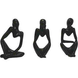 3PCS Denker Skulptur Deko Modern Wohnzimmer, Skulpture Dekoration Wohnzimmer, Statue bücherregal Deko für Regal, Tisch Deko Büro Dekoration Wohnung Modern Sculpture, Figuren Deko Industrial (Schwarz)