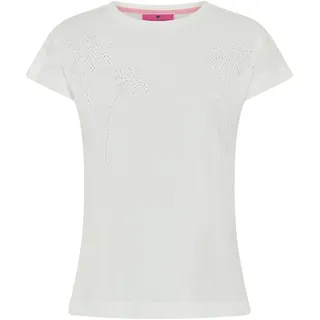 T-Shirt LIEBLINGSSTÜCK "LaceL", Damen, Gr. M, sanftes weiß, Single Jersey, Obermaterial: 100% Baumwolle, bestickt, unifarben, regular fit hüftlang, Rundhals, abgesteppte Kante, Shirts T-Shirt, mit Lochstickerei, Rundhals