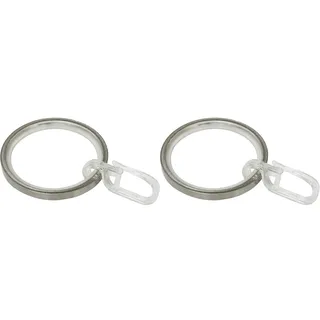 GARDINIA Gardinenringe für Gardinenstangen Ø 25 mm, Mit Gleiteinlage und Gardinenhaken, 10 Stück, Breite 4 mm, Metall, Edelstahl-Optik (Packung mit 2)