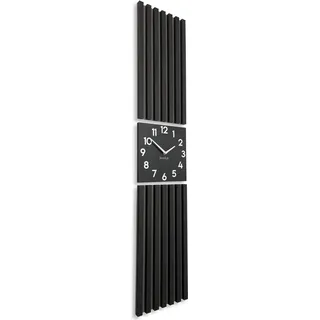 Wanduhr groß Moderne Eichenholz Aufhängepaneel Lamele 155x30cm ohne tickgeräusche modern Holz Eiche Schwarz MDF holzoptik Wohnzimmer (Schwarz) - Schwarz