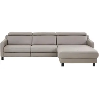 Valdera Ecksofa , Grau , Leder , Echtleder , Semi-Anilinleder , Ottomane rechts, L-Form , 271x176 cm , Goldenes M , Typenauswahl, Lederauswahl, Stoffauswahl, seitenverkehrt erhältlich, Bettfunktion erhältlich , Wohnzimmer, Sofas & Couches, Wohnlandschaften, Ecksofas