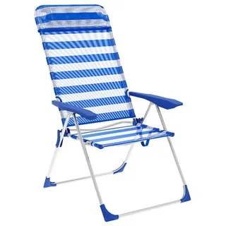 Marbueno Summer 10316 69x58x110 Cm Aluminium Mehrfach Verstellbarer Klappstuhl - White / Blue - 69 x 58 x 110 cm