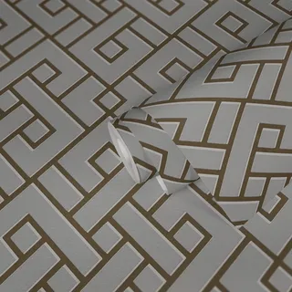 A.S. Création Michalsky 4 Vliestapete Meander (Grau/Gold, 3D-Optik, 10,05 x 0,53 m)