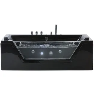 BELIANI Whirlpool-Badewanne Schwarz 150 x 70 cm Sanitäracryl LED Beleuchtung 150 cm Modern - Schwarz