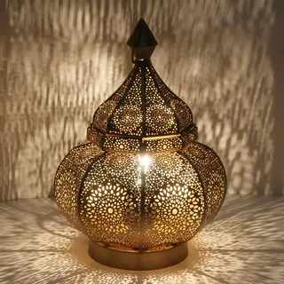 Casa Moro Orientalische Tischlampe Gohar Höhe 30 cm Bodenlampe in Antik-Gold Look E14 Fassung, Nachttischlampe Metall, marokkanische Lampe für Ostern Muttertag Geburtstag LN2090
