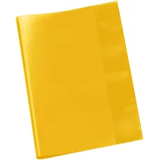 VELOFLEX 1353110 - Schulhefthülle, Hefthülle, Heftschoner, DIN A5, transparente PP-Folie, gelb, 25 Hüllen
