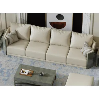 Sofa 4 Sitzer Big xxl Couch Sofas Couchen Wohnzimmer Design Big Couchen Leder - Beige