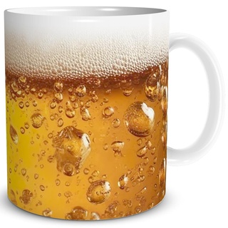 TRIOSK Bier Tasse mit Biermotiv Bierglas Optik Geschenk lustig für Männer Freunde Bierliebhaber Jungs Arbeit Büro Kollegen Geburtstag Papa Vatertag, Keramik 300ml