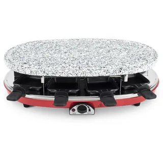 HKoenig Raclette-Gerät Rp418, Rot und Grau, 4 in 1 Raclette für 8 Personen , Stein , 27.7x14x44.6 cm , Kochgeschirr, Tischgrills & Fondues, Raclette-Grills