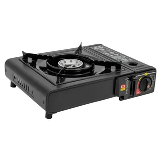 Tragbarer Outdoor-Gasgrill, elektronische Zündung, leichtes Design, schwarz, schwarz
