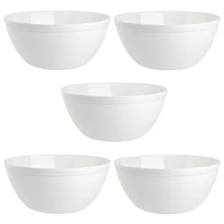 Engelland 5er Set Schalen Müslischalen Dessertschalen Salatschale Suppenschale Reisschale Bowl in Farbe weiß aus Kunststoff BPA-frei groß 900 ml