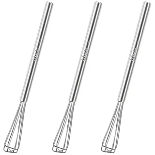 Webake Mini Schneebesen für Tassen, Edelstahl, 3 Stück, 26cm, Silber