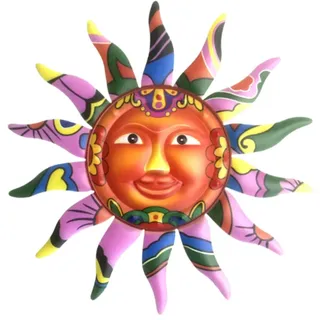 SagaSave Wanddeko Sonne 12,8 x 12,8 x 0,39 Inch Metal Wall Sun Decor Gelb/Orange/Lila 3D Kupfer Eisen Innen Außen Garten Geschenk Idee Wandschmuck Wand Deko Dekoration 1 Stück