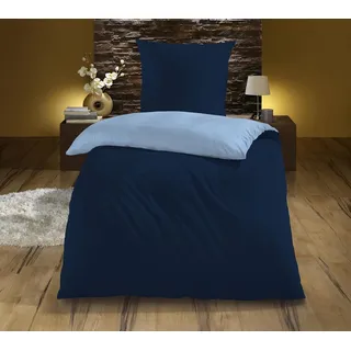 Wendebettwäsche KINZLER "Mikrofaser "Cashmere Touch", navy, B/L: 135cm x 200cm, 1 Stk., 1 Stk., Polyester, B/L: 80cm x 80cm, 2 tlg., Polyester, Obermaterial: 100% Polyester, Bettwäsche, Wendebettwäsche, Unifarben, besonders weich