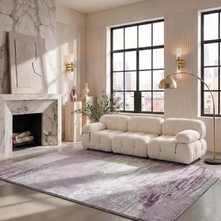 SAFAVIEH Teppich 244 x 305 cm - Adirondack Collection - Groß - Modern Design, Grau & Lila, Pflegeleichte Synthetikmischung, Ideal für Wohnzimmer, Schlafzimmer, Büro (ADR112V)