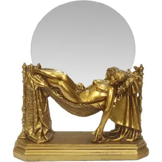 Casa Padrino Barock Tischspiegel Gold 30 x H. 37 cm - Standspiegel - Schminkspiegel - Kosmetikspiegel - Kleiner Deko Spiegel im Barockstil - Gold