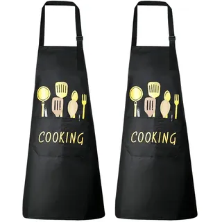 Vicloon Verstellbare Latzschürze, Unisex, wasserdichte Schürzen mit 2 Taschen, maschinenwaschbar, Kochschürze, Küchenschürze, Chef, Damen, Herren, Schürzen für Zuhause, Küche, Restaurant, Kaffeehaus