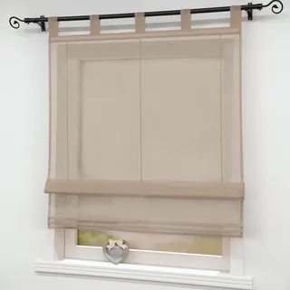 Joyswahl Raffrollo Voile Raffgardinen mit Schlaufen Sophia Schlaufenrollo BxH 100x140cm Braun 1er Pack