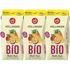 Bio Multi Sunrise Schulsaft 3x200ml - perfekt für jede Jausenbox - handlich kleiner Durstlöscher - mit Strohhalm von Höllinger Juice