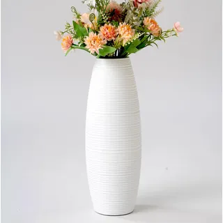 Leewadee - Moderne Blumenvase, Bodenvase für Pampasgras Als Wohnzimmer Deko- 34 cm Hoch, Weiß