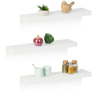 Relaxdays Wandregal 3er Set 60 x 15 cm Weiß
