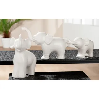 Gilde Tierfigur »Elefanten-Trio«, Weiß