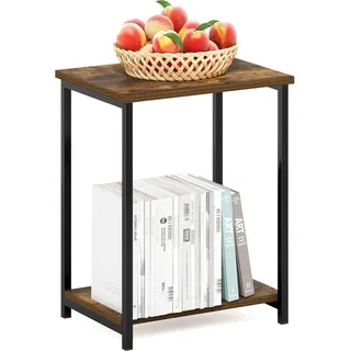 Furinno Simplistic Industrial Beistelltisch mit Metallrahmen, 1er-Pack, Amber Pine