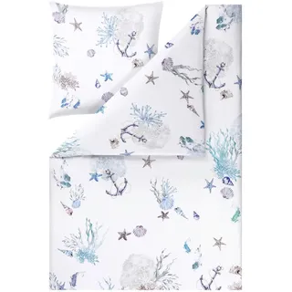 Estella Bettwäsche , Blau , Textil , Muschel , 135x200 cm , bügelfrei, atmungsaktiv, hautfreundlich, weiche und anschmiegsame Oberfläche, umweltverträgliche Ausrüstung , Heimtextilien, Bettwäsche & Leintücher, Bettwäsche