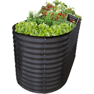 Lemodo Hochbeet Metall oval 160 x 80 x 78 cm Anthrazit