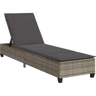 vidaXL Sonnenliege mit Auflagen Grau 55x200x25,5cm Poly Rattan - Grau
