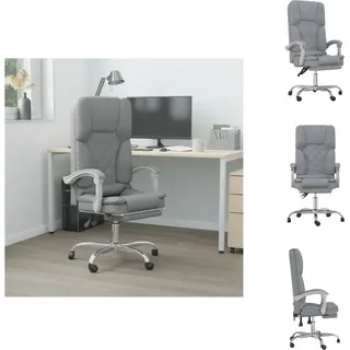 vidaXL Bürostuhl mit Massagefunktion Hellgrau Stoff - Bürostühle - Grau