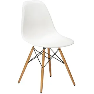 Vitra Stuhl Eames Plastic Side Chair DSW 46.5x83x55 cm weiß, Gestell: Ahorn, Designer Charles & Ray Eames